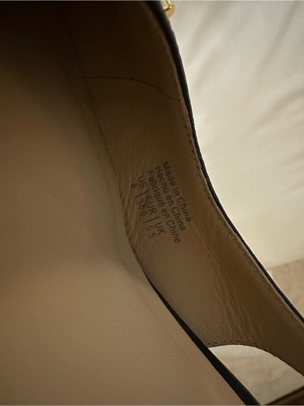 Ted Baker London Black Leather Slingback Block Heels with Gold Accent - Picture 7 of 9